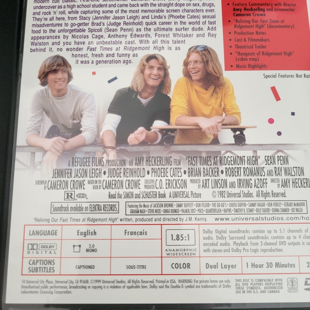 Fast Times‎ at Ridgemont High DVD Widescreen Collector's Edition - Picture 4 of 7